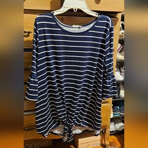 Striped Tie-Front Blouse